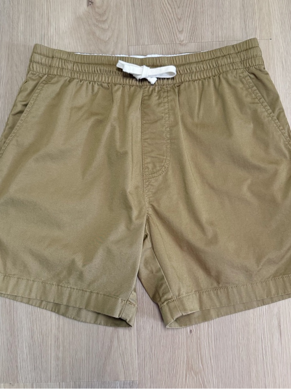J Crew Factory Dark Khaki Twill Pull On Elastic Waistband Dock Shorts Small